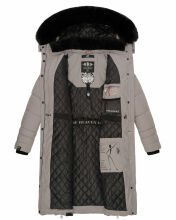 Navahoo Fahmiyaa Damen lange Winterjacke mit Kapuze Zink Grau Größe M - Gr. 38