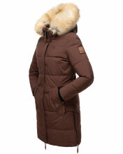 Navahoo Halina Damen Winter Steppmantel mit Kunstfell Schoko Größe S - Gr. 36