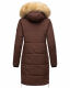 Navahoo Halina Damen Winter Steppmantel mit Kunstfell Schoko Größe M - Gr. 38
