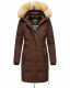 Navahoo Halina Damen Winter Steppmantel mit Kunstfell Schoko Größe XXL - Gr. 44