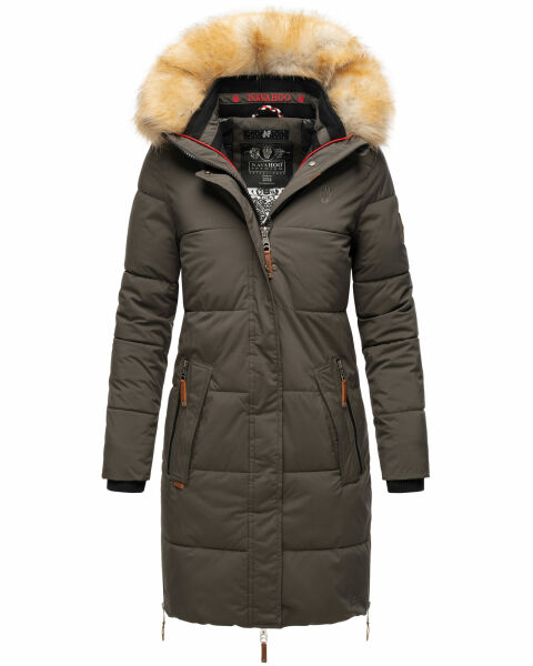 Navahoo Halina Damen Winter Steppmantel mit Kunstfell Anthrazit Größe XL - Gr. 42
