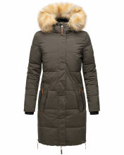 Navahoo Halina Damen Winter Steppmantel mit Kunstfell Anthrazit Größe XL - Gr. 42