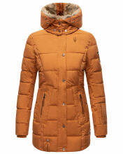Marikoo warme Damen Steppmantel Winterjacke mit Kapuze Cinnamon Größe XS - Gr. 34