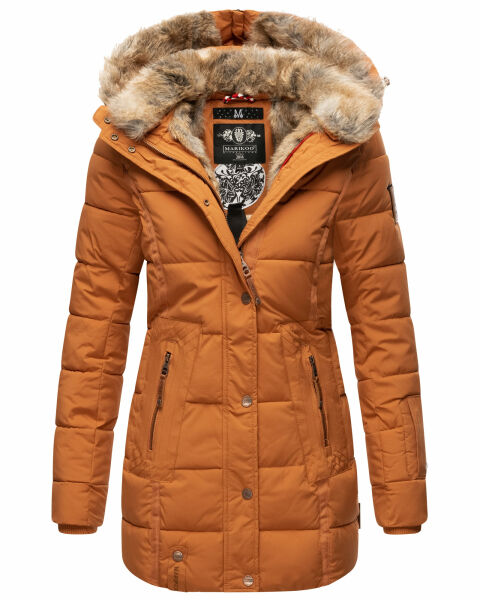 Marikoo warme Damen Steppmantel Winterjacke mit Kapuze Cinnamon Größe XXL - Gr. 44