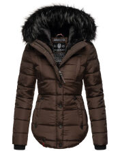 Marikoo Lotus warme Damen Winterjacke gesteppt mit Kunstfell Dark Choco Größe S - Gr. 36