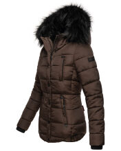 Marikoo Lotus warme Damen Winterjacke gesteppt mit Kunstfell Dark Choco Größe S - Gr. 36