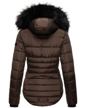 Marikoo Lotus warme Damen Winterjacke gesteppt mit Kunstfell Dark Choco Größe S - Gr. 36