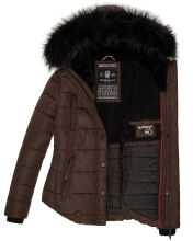 Marikoo Lotus warme Damen Winterjacke gesteppt mit Kunstfell Dark Choco Größe S - Gr. 36