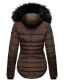 Marikoo Lotus warme Damen Winterjacke gesteppt mit Kunstfell Dark Choco Größe S - Gr. 36