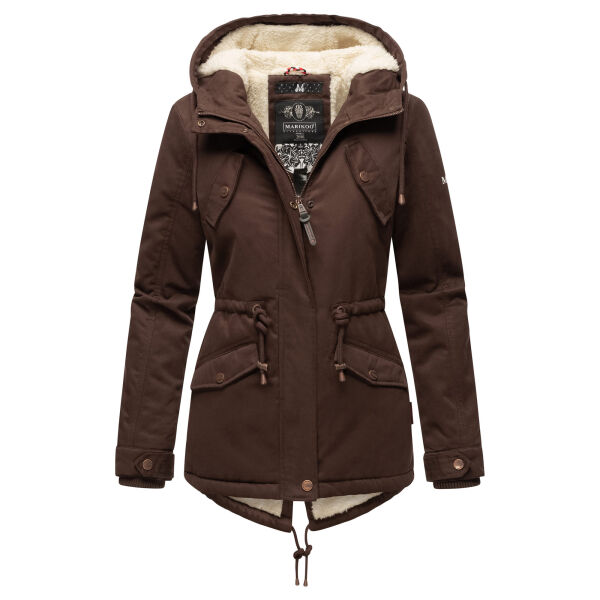 Marikoo Manolya Damen Parka Winterjacke mit Teddyfell Dark Choco Größe XS - Gr. 34