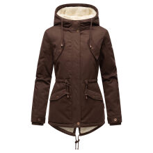Marikoo Manolya Damen Parka Winterjacke mit Teddyfell Dark Choco Größe XS - Gr. 34