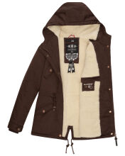 Marikoo Manolya Damen Parka Winterjacke mit Teddyfell Dark Choco Größe S - Gr. 36
