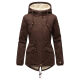 Marikoo Manolya Damen Parka Winterjacke mit Teddyfell Dark Choco Größe XL - Gr. 42
