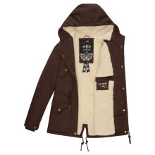 Marikoo Manolya Damen Parka Winterjacke mit Teddyfell Dark Choco Größe XXL - Gr. 44