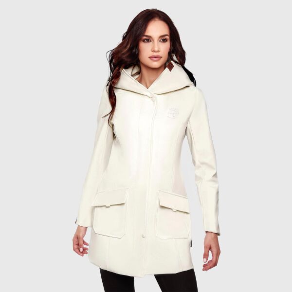 Marikoo Mayleen Damen Softshell Regenjacke mit Kapuze Offwhite Größe XXXL - Gr. 46