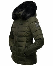 Navahoo Milianaa Winter Jacke Stepp Kurzjacke gefüttert Kapuze Kunstfell Olive Größe S - Gr. 36