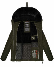 Navahoo Milianaa Winter Jacke Stepp Kurzjacke gefüttert Kapuze Kunstfell Olive Größe S - Gr. 36