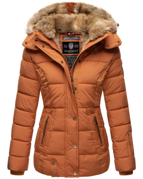 Marikoo Nekoo warm gefütterte Damen Winterjacke mit Kunstfell Cinnamon Größe XS - Gr. 34