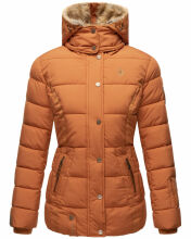 Marikoo Nekoo warm gefütterte Damen Winterjacke mit Kunstfell Cinnamon Größe XS - Gr. 34