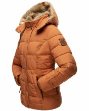 Marikoo Nekoo warm gefütterte Damen Winterjacke mit Kunstfell Cinnamon Größe XS - Gr. 34