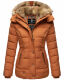 Marikoo Nekoo warm gefütterte Damen Winterjacke mit Kunstfell Cinnamon Größe XS - Gr. 34