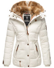 Marikoo Nekoo warm gefütterte Damen Winterjacke mit Kunstfell Weiss Größe XS - Gr. 34