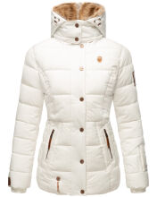 Marikoo Nekoo warm gefütterte Damen Winterjacke mit Kunstfell Weiss Größe XS - Gr. 34