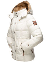 Marikoo Nekoo warm gefütterte Damen Winterjacke mit Kunstfell Weiss Größe XS - Gr. 34