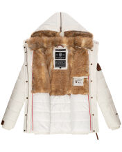 Marikoo Nekoo warm gefütterte Damen Winterjacke mit Kunstfell Weiss Größe XS - Gr. 34