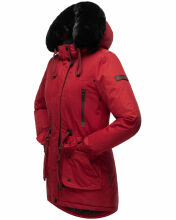 Navahoo Olessaa Damen halblange Winterjacke mit Kapuze Blood Red Größe S - Gr. 36