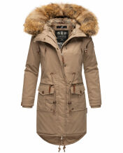 Navahoo Rosinchen Damen Winterjacke mit Kapuze Taupe Größe S - Gr. 36