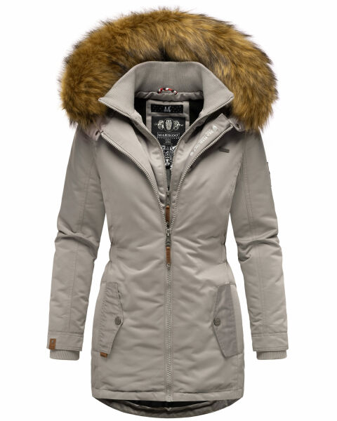 Marikoo Sanakoo Damen Winterjacke mit Teddyfell Zink Grau Größe S - Gr. 36