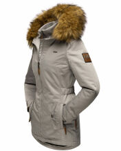 Marikoo Sanakoo Damen Winterjacke mit Teddyfell Zink Grau Größe S - Gr. 36