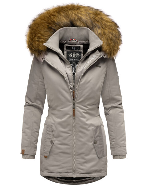 Marikoo Sanakoo Damen Winterjacke mit Teddyfell Zink Grau Größe M - Gr. 38