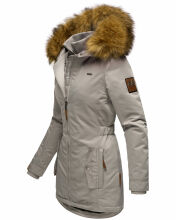 Marikoo Sanakoo Damen Winterjacke mit Teddyfell Zink Grau Größe L - Gr. 40