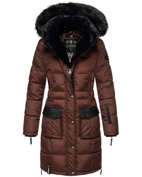 Navahoo Sinja Damen Winter Parka Jacke mit Kapuze Schoko Größe XXL - Gr. 44