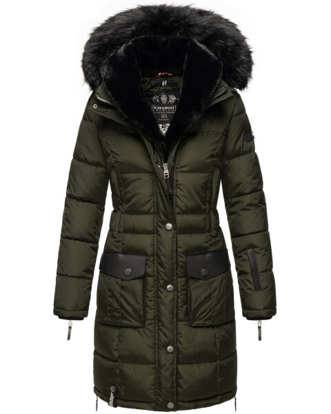 Navahoo Sinja Damen Winter Parka Jacke mit Kapuze Olive Größe  S - Gr. 36