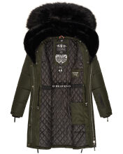Navahoo Sinja Damen Winter Parka Jacke mit Kapuze Olive Größe  S - Gr. 36