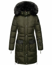 Navahoo Sinja Damen Winter Parka Jacke mit Kapuze Olive Größe  M - Gr. 38