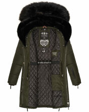 Navahoo Sinja Damen Winter Parka Jacke mit Kapuze Olive Größe  M - Gr. 38