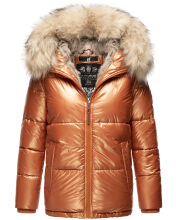Navahoo Tikunaa Damen Winterjacke mit Kapuze und Kunstfellkragen Cinnamon Größe S - Gr. 36