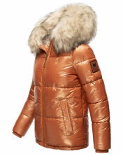 Navahoo Tikunaa Damen Winterjacke mit Kapuze und Kunstfellkragen Cinnamon Größe S - Gr. 36