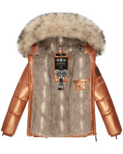 Navahoo Tikunaa Damen Winterjacke mit Kapuze und Kunstfellkragen Cinnamon Größe M - Gr. 38