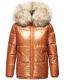 Navahoo Tikunaa Damen Winterjacke mit Kapuze und Kunstfellkragen Cinnamon Größe M - Gr. 38