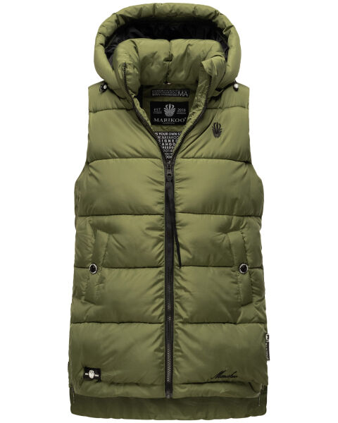 Marikoo Zarinaa Damen Weste Steppweste Ärmellose Jacke Dusty Olive Größe S - Gr. 36