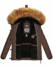Navahoo Zoja Damen gespteppte Jacke mit Teddyfell Dark Choco Größe S - Gr. 36