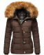 Navahoo Zoja Damen gespteppte Jacke mit Teddyfell Dark Choco Größe S - Gr. 36