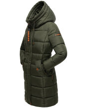 Marikoo Yuikoo lange Damen Winterjacke Dark Olive-Größe S - Gr. 36