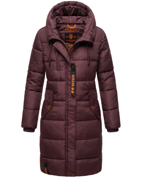 Marikoo Yuikoo lange Damen Winterjacke Weinrot-Größe L - Gr. 40