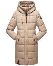 Marikoo Yuikoo lange Damen Winterjacke Taupe-Größe XL - Gr. 42